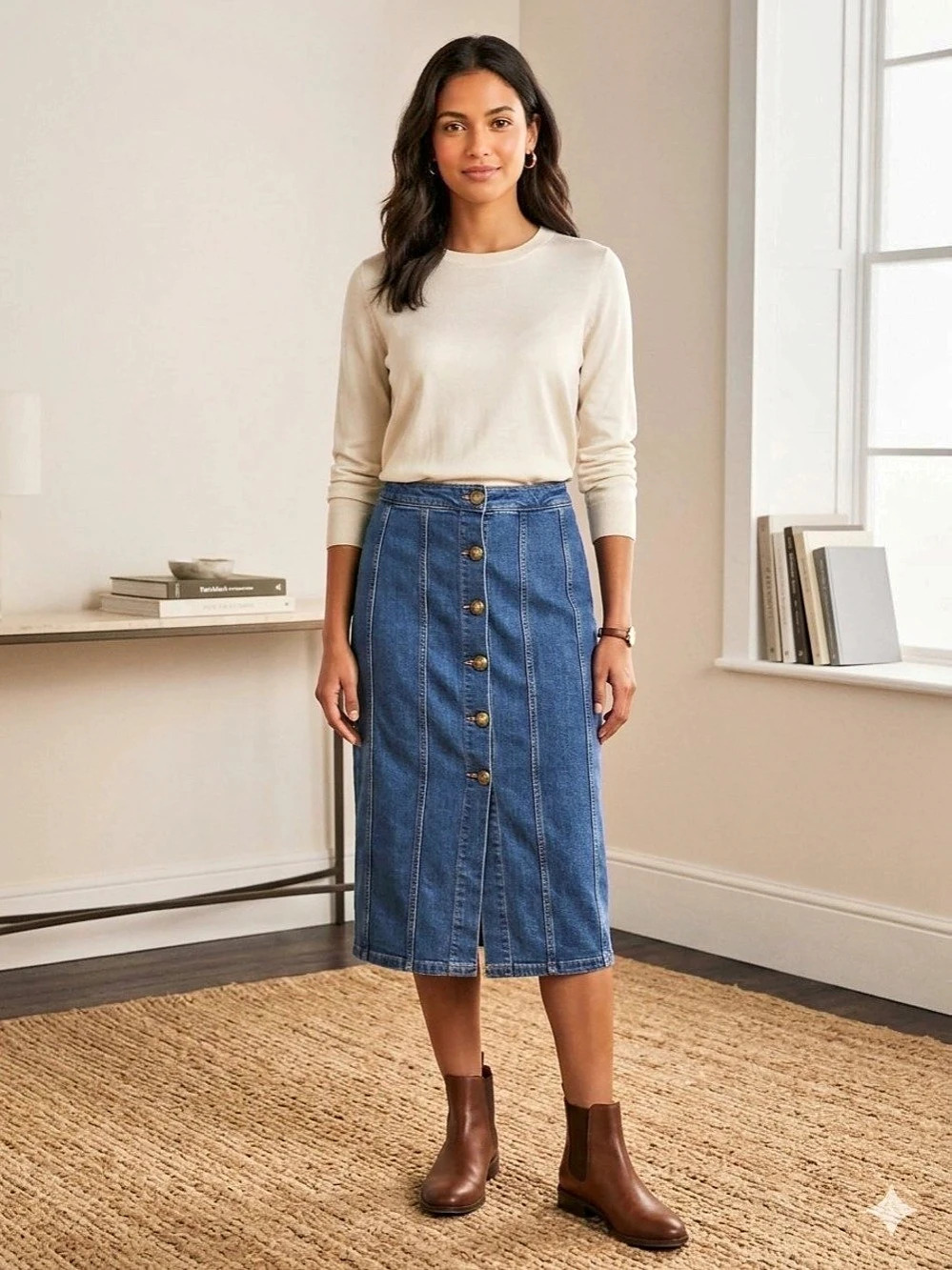 Abercrombie and Fitch denim midi skirt Women's Size 6 Like New
